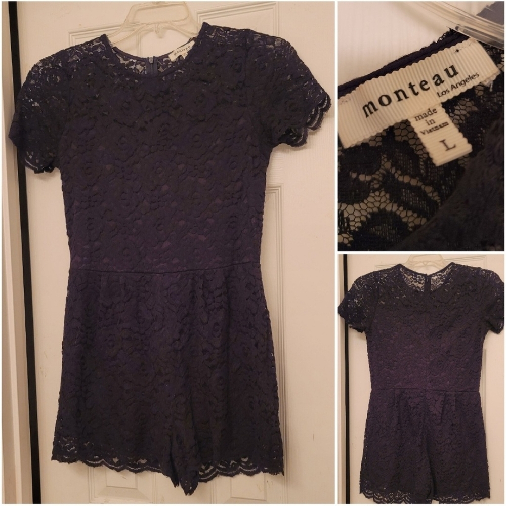Bundle Only Monteau Navy Lace Romper